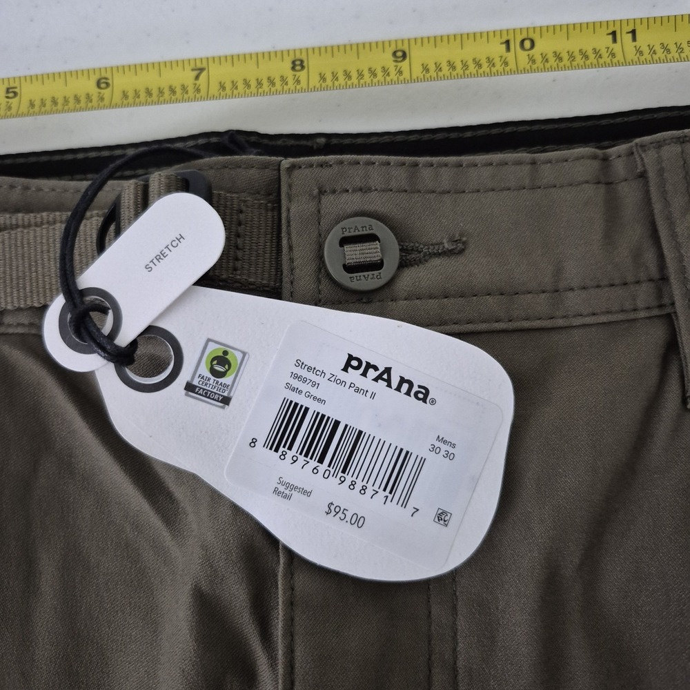 prAna Pants Mens 30x30‎ Slate Green Relaxed Stretch Zion II Straight Leg NEW - Picture 7 of 10